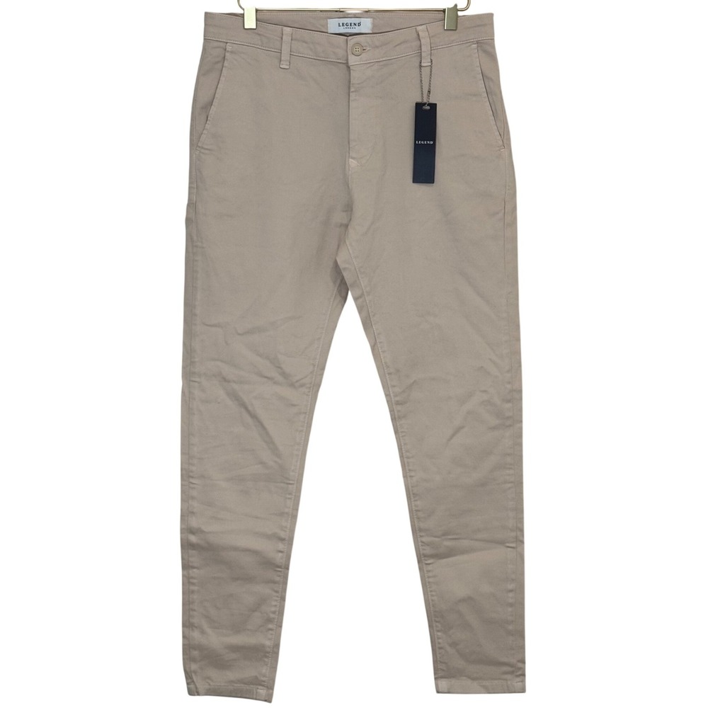 Legend London Spray On Chino Pants Stone Beige Stretch Slim Tapered Mens 32